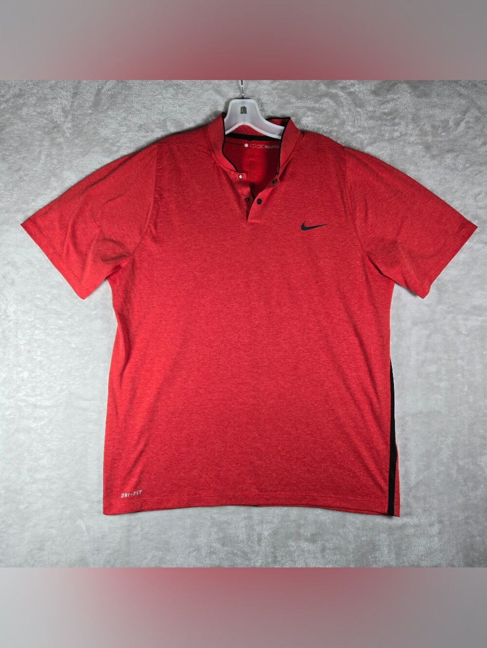 Nike Tiger Woods Blade Collar Shirt Men Size Large Red Dri-Fit Golf Short Sleeve
